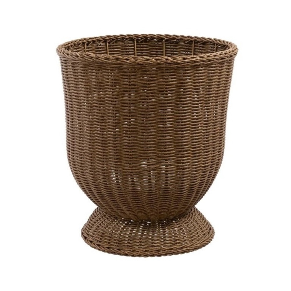 My Texas House 16" Urn Woven Planter Basket- Brown Rattan